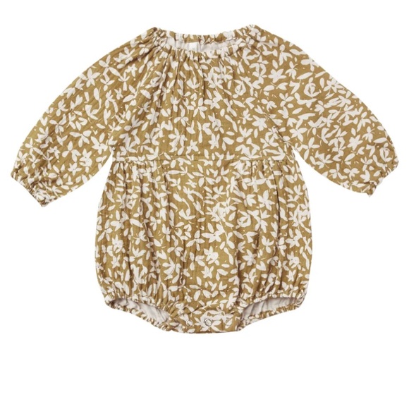 Other - Rylee + Cru Long Sleeve Bubble Romper Ditsy Floral Gold Toddler Girl Sz 2-3